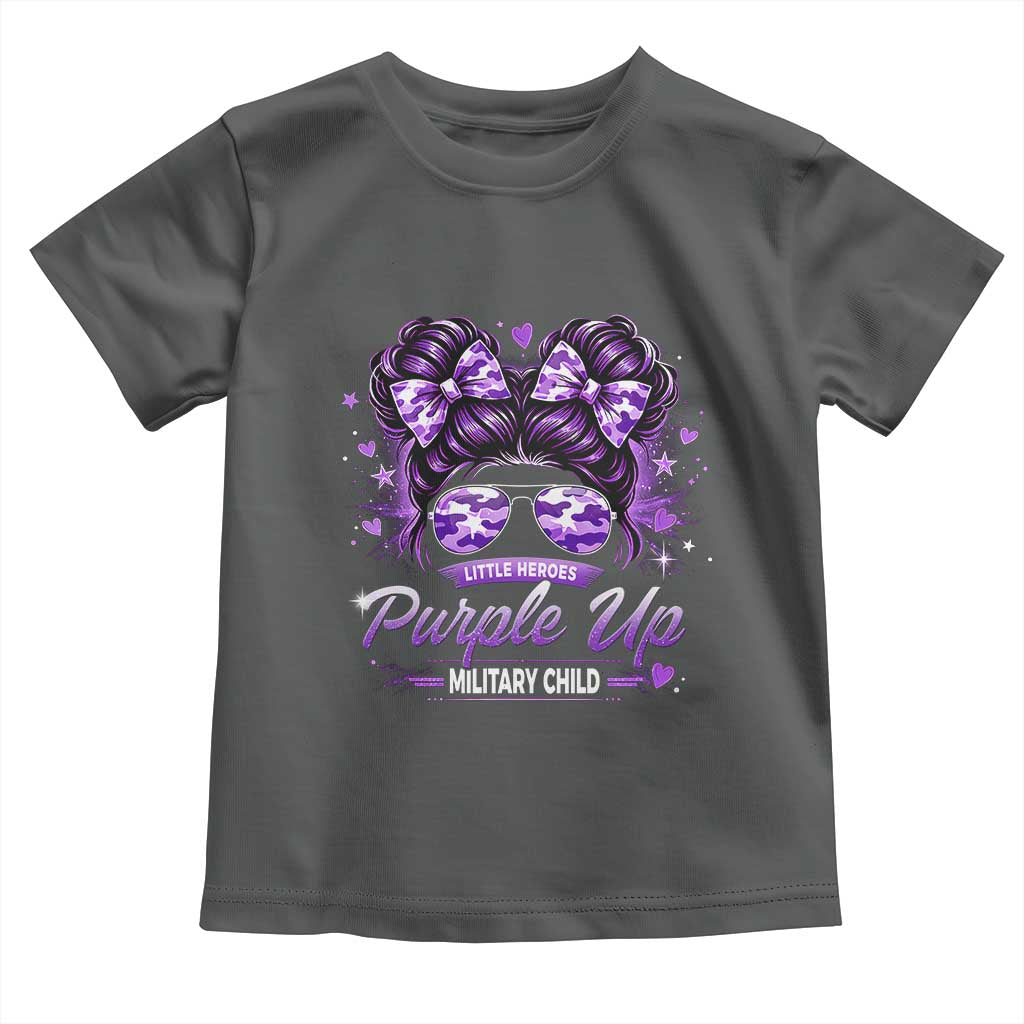 Purple Up Military Child Toddler T Shirt Camo Messy Bun Military Kid Month