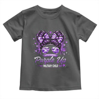 Purple Up Military Child Toddler T Shirt Camo Messy Bun Military Kid Month
