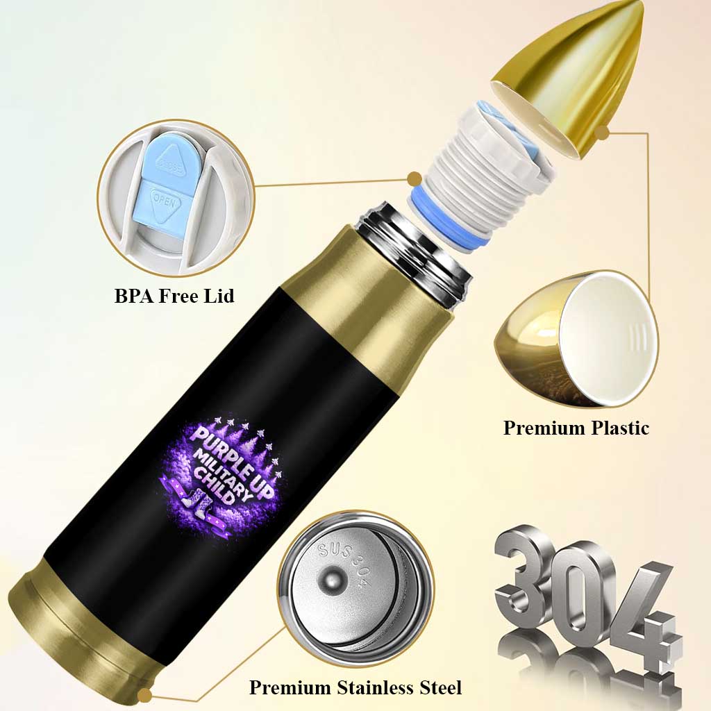 Purple Up Military Child Bullet Tumbler Proud Military Kid