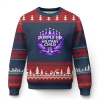 Purple Up Military Child Ugly Christmas Sweater Proud Military Kid