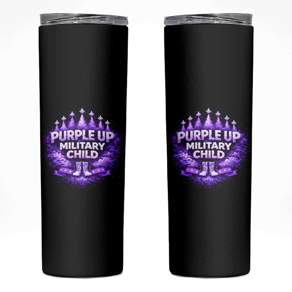 Purple Up Military Child Skinny Tumbler Proud Military Kid