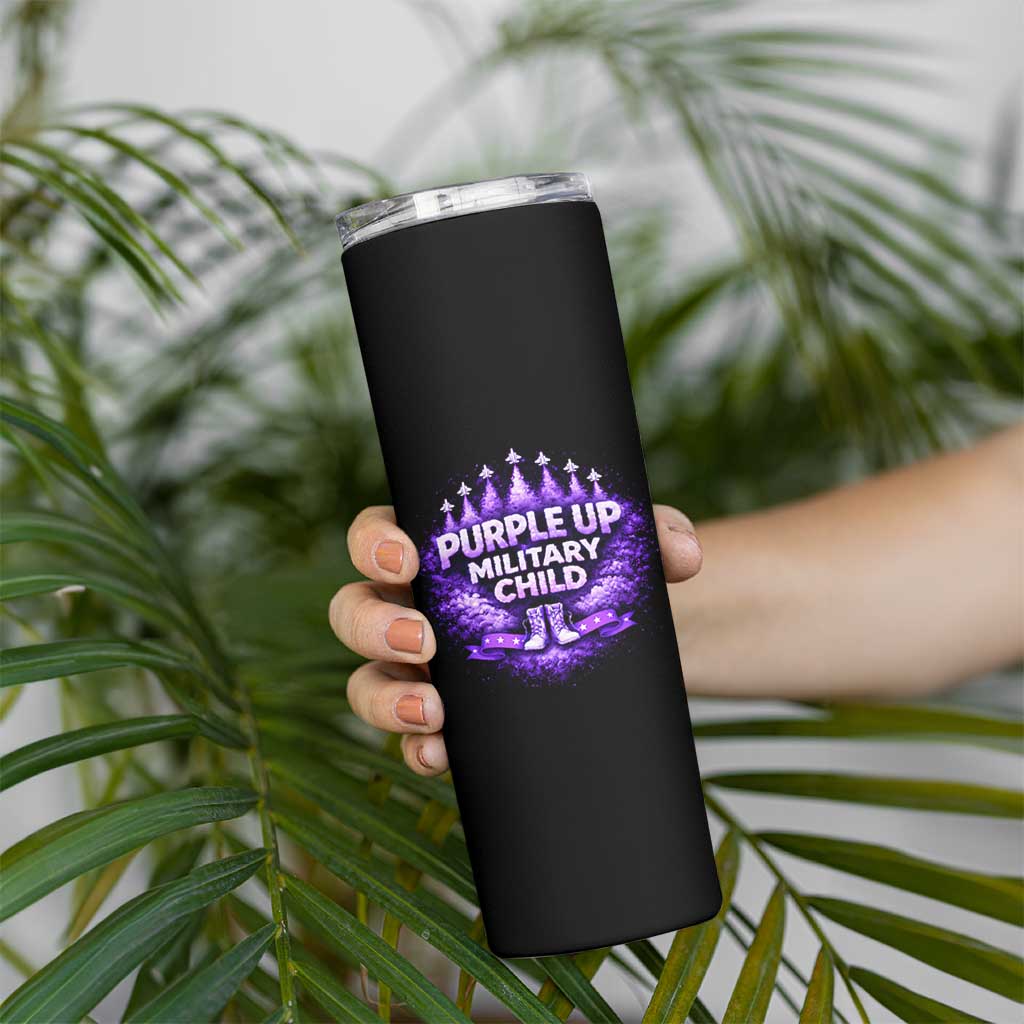 Purple Up Military Child Skinny Tumbler Proud Military Kid