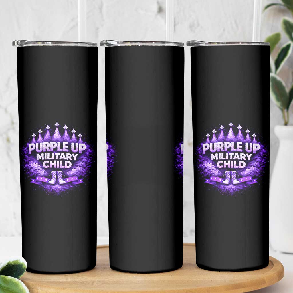 Purple Up Military Child Skinny Tumbler Proud Military Kid