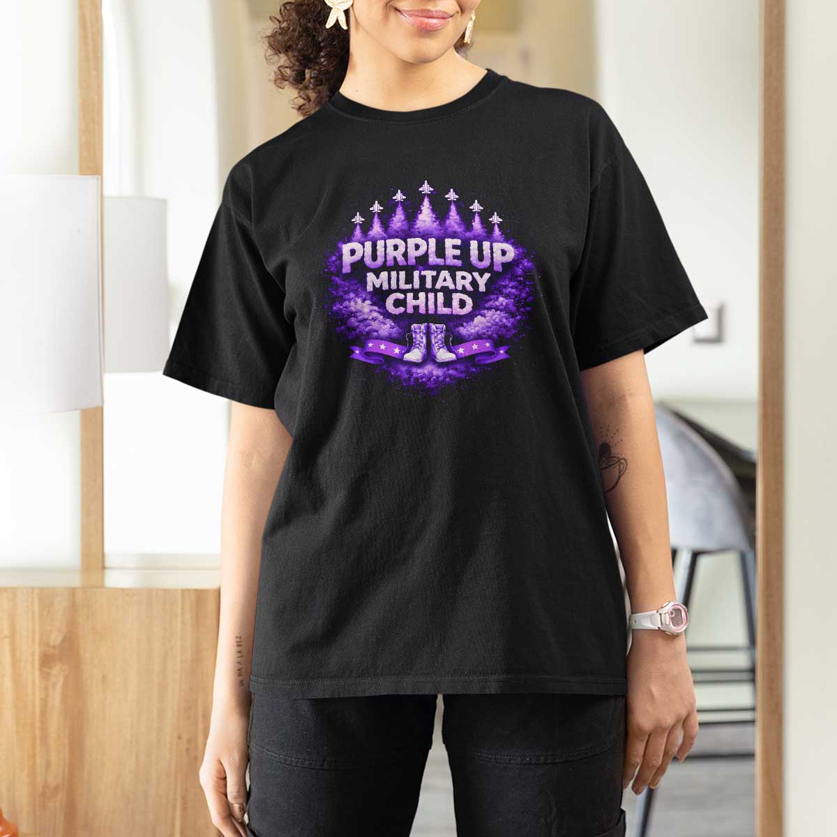 Purple Up Military Child T Shirt For Women Proud Military Kid