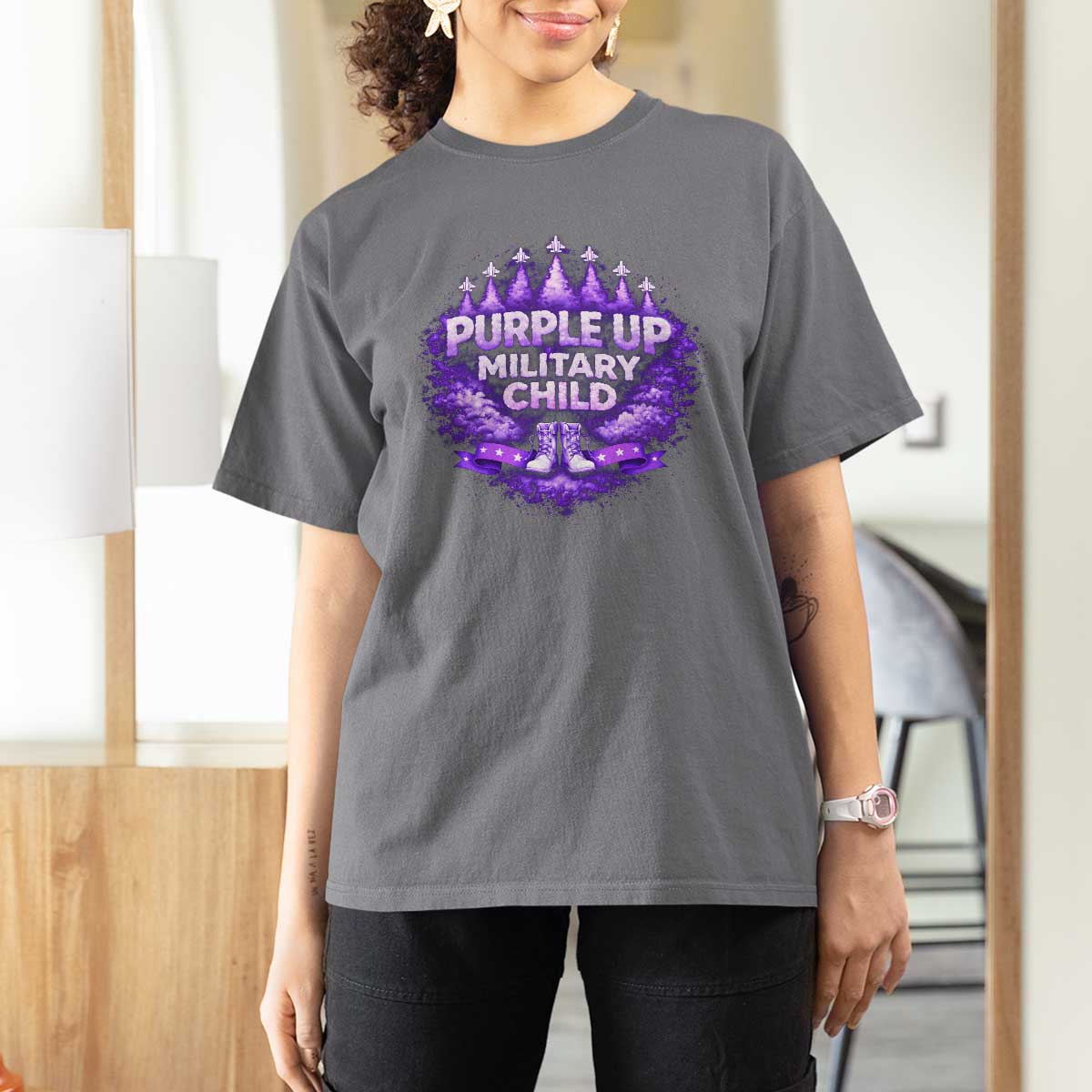 Purple Up Military Child T Shirt For Women Proud Military Kid