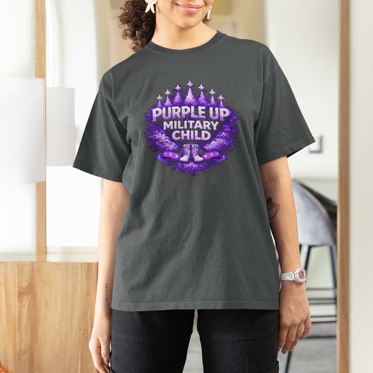 Purple Up Military Child T Shirt For Women Proud Military Kid