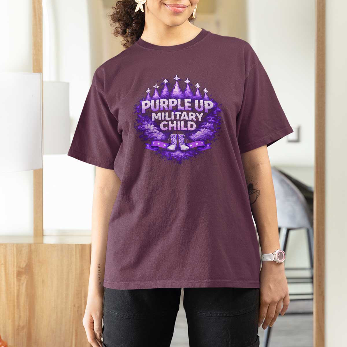 Purple Up Military Child T Shirt For Women Proud Military Kid