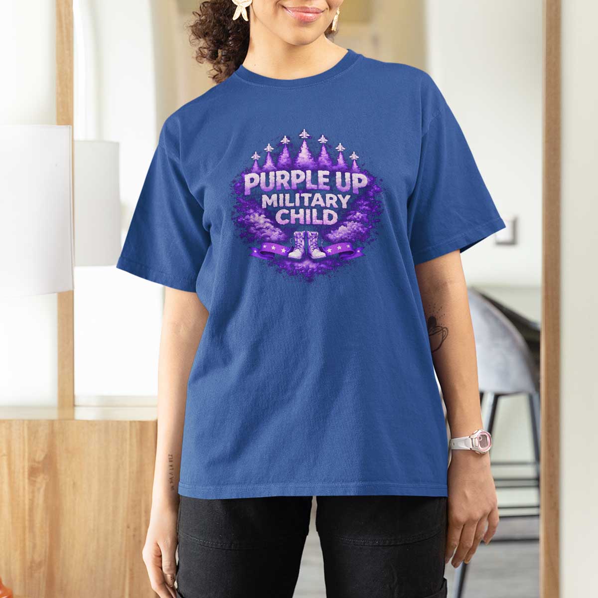 Purple Up Military Child T Shirt For Women Proud Military Kid