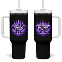Purple Up Military Child Tumbler With Handle Proud Military Kid