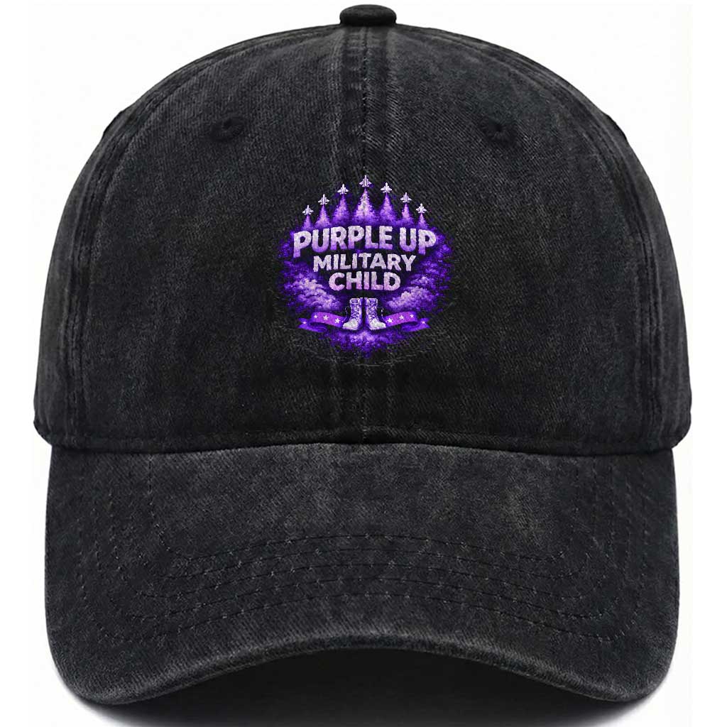Purple Up Military Child Washed Cotton Baseball Cap Proud Military Kid