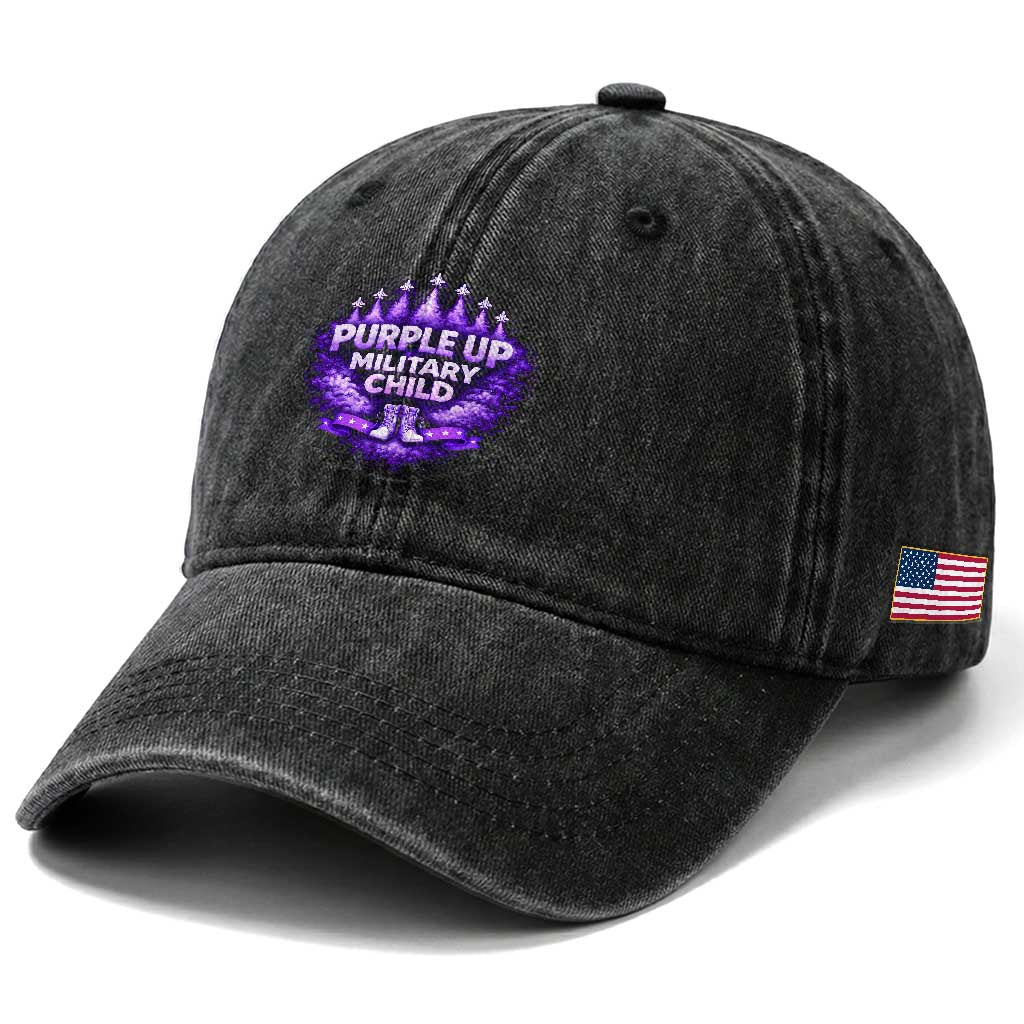 Purple Up Military Child Washed Cotton Baseball Cap Proud Military Kid