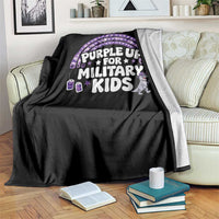 Purple Up For Military Kids Throw Blanket Cute Dino Dinosaur Proud Military Child Rainbow