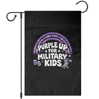 Purple Up For Military Kids Garden Flag Cute Dino Dinosaur Proud Military Child Rainbow