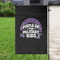 Purple Up For Military Kids Garden Flag Cute Dino Dinosaur Proud Military Child Rainbow