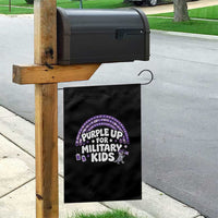 Purple Up For Military Kids Garden Flag Cute Dino Dinosaur Proud Military Child Rainbow