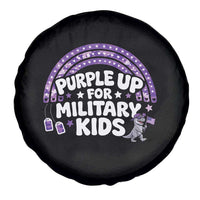 Purple Up For Military Kids Spare Tire Cover Cute Dino Dinosaur Proud Military Child Rainbow