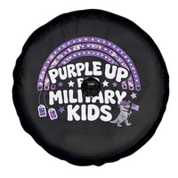 Purple Up For Military Kids Spare Tire Cover Cute Dino Dinosaur Proud Military Child Rainbow