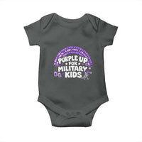 Purple Up For Military Kids Baby Onesie Cute Dino Dinosaur Proud Military Child Rainbow
