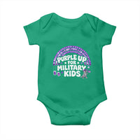 Purple Up For Military Kids Baby Onesie Cute Dino Dinosaur Proud Military Child Rainbow