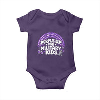 Purple Up For Military Kids Baby Onesie Cute Dino Dinosaur Proud Military Child Rainbow