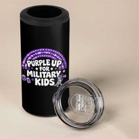 Purple Up For Military Kids 4 in 1 Can Cooler Tumbler Cute Dino Dinosaur Proud Military Child Rainbow