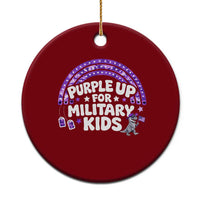 Purple Up For Military Kids Ceramic Ornament Cute Dino Dinosaur Proud Military Child Rainbow