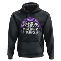 Purple Up For Military Kids Hoodie Cute Dino Dinosaur Proud Military Child Rainbow