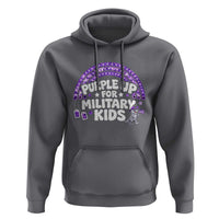 Purple Up For Military Kids Hoodie Cute Dino Dinosaur Proud Military Child Rainbow