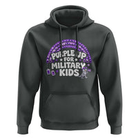 Purple Up For Military Kids Hoodie Cute Dino Dinosaur Proud Military Child Rainbow
