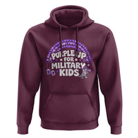 Purple Up For Military Kids Hoodie Cute Dino Dinosaur Proud Military Child Rainbow
