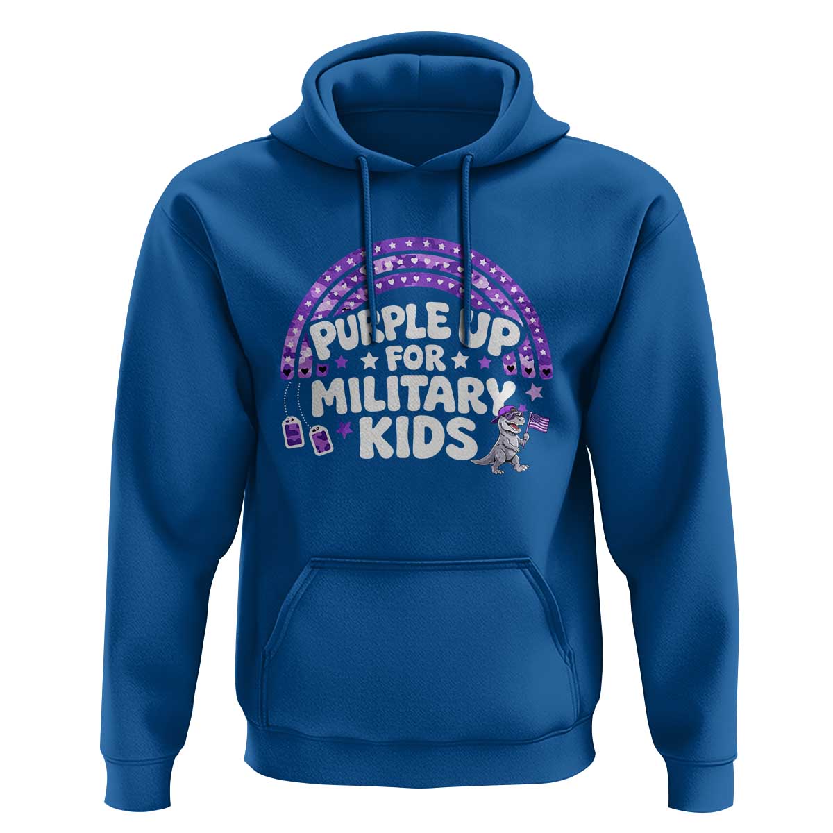 Purple Up For Military Kids Hoodie Cute Dino Dinosaur Proud Military Child Rainbow