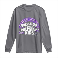 Purple Up For Military Kids Long Sleeve Shirt Cute Dino Dinosaur Proud Military Child Rainbow