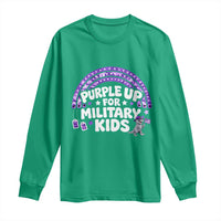Purple Up For Military Kids Long Sleeve Shirt Cute Dino Dinosaur Proud Military Child Rainbow