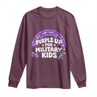 Purple Up For Military Kids Long Sleeve Shirt Cute Dino Dinosaur Proud Military Child Rainbow
