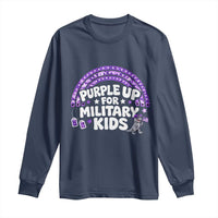Purple Up For Military Kids Long Sleeve Shirt Cute Dino Dinosaur Proud Military Child Rainbow