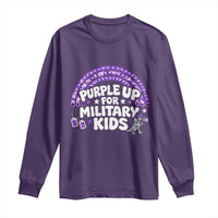Purple Up For Military Kids Long Sleeve Shirt Cute Dino Dinosaur Proud Military Child Rainbow