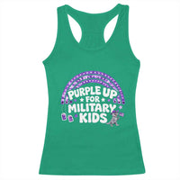 Purple Up For Military Kids Racerback Tank Top Cute Dino Dinosaur Proud Military Child Rainbow