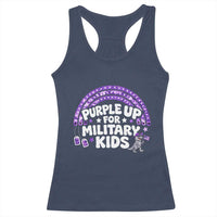 Purple Up For Military Kids Racerback Tank Top Cute Dino Dinosaur Proud Military Child Rainbow
