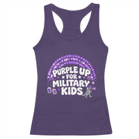 Purple Up For Military Kids Racerback Tank Top Cute Dino Dinosaur Proud Military Child Rainbow
