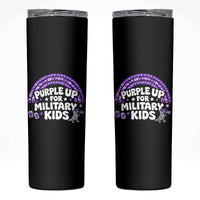 Purple Up For Military Kids Skinny Tumbler Cute Dino Dinosaur Proud Military Child Rainbow