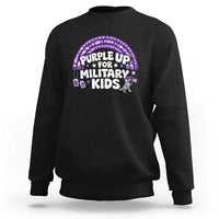 Purple Up For Military Kids Sweatshirt Cute Dino Dinosaur Proud Military Child Rainbow
