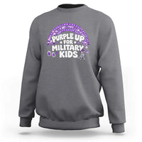 Purple Up For Military Kids Sweatshirt Cute Dino Dinosaur Proud Military Child Rainbow