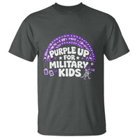 Purple Up For Military Kids T Shirt Cute Dino Dinosaur Proud Military Child Rainbow