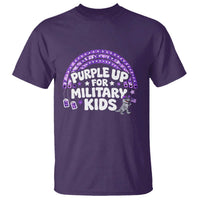 Purple Up For Military Kids T Shirt Cute Dino Dinosaur Proud Military Child Rainbow