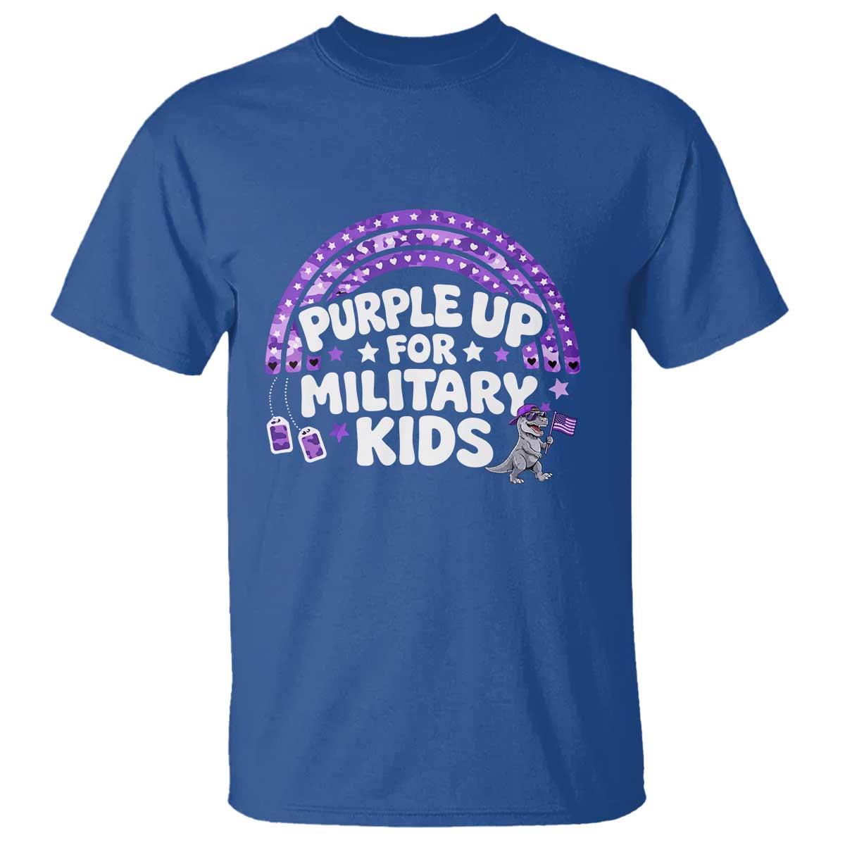 Purple Up For Military Kids T Shirt Cute Dino Dinosaur Proud Military Child Rainbow