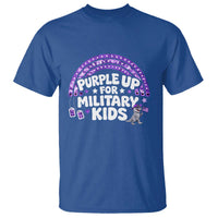 Purple Up For Military Kids T Shirt Cute Dino Dinosaur Proud Military Child Rainbow