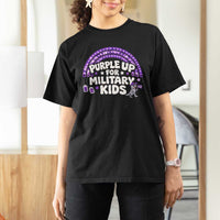 Purple Up For Military Kids T Shirt For Women Cute Dino Dinosaur Proud Military Child Rainbow