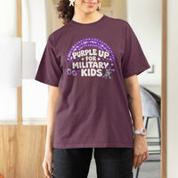 Purple Up For Military Kids T Shirt For Women Cute Dino Dinosaur Proud Military Child Rainbow