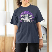 Purple Up For Military Kids T Shirt For Women Cute Dino Dinosaur Proud Military Child Rainbow