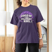 Purple Up For Military Kids T Shirt For Women Cute Dino Dinosaur Proud Military Child Rainbow